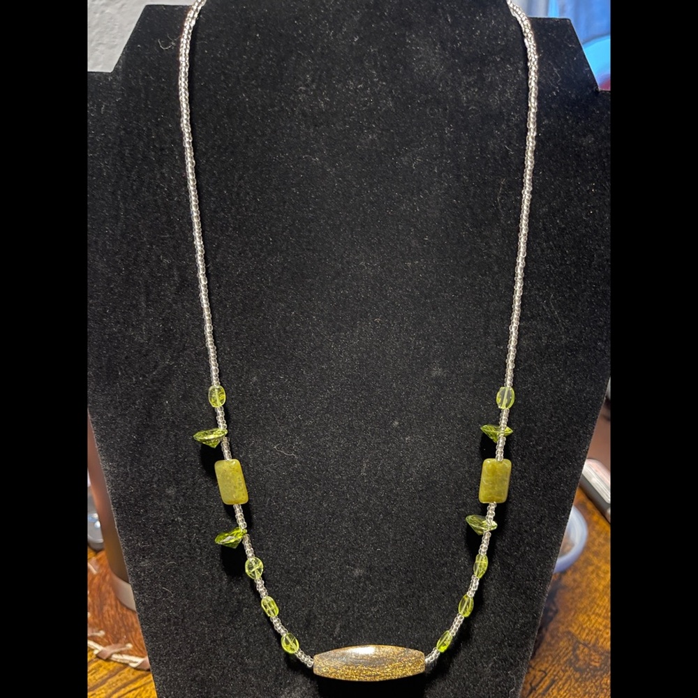 Necklace with Peridot and Tiger’s Eye Beads